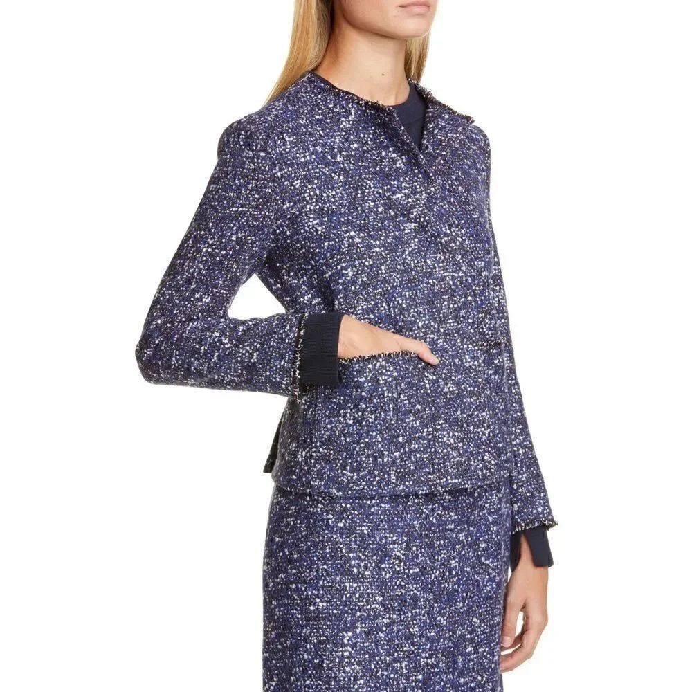 Hugo Boss Julira Tweed Suit Jacket In Pilot Fantasy